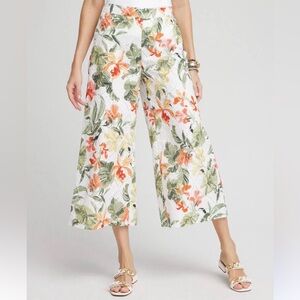 Chico's Floral Eyelet Culotte Wide Leg Pants